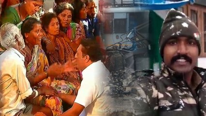 Pulwama : Prakash Raj ( Rai ) visits Soldier Guru's house in Mandya