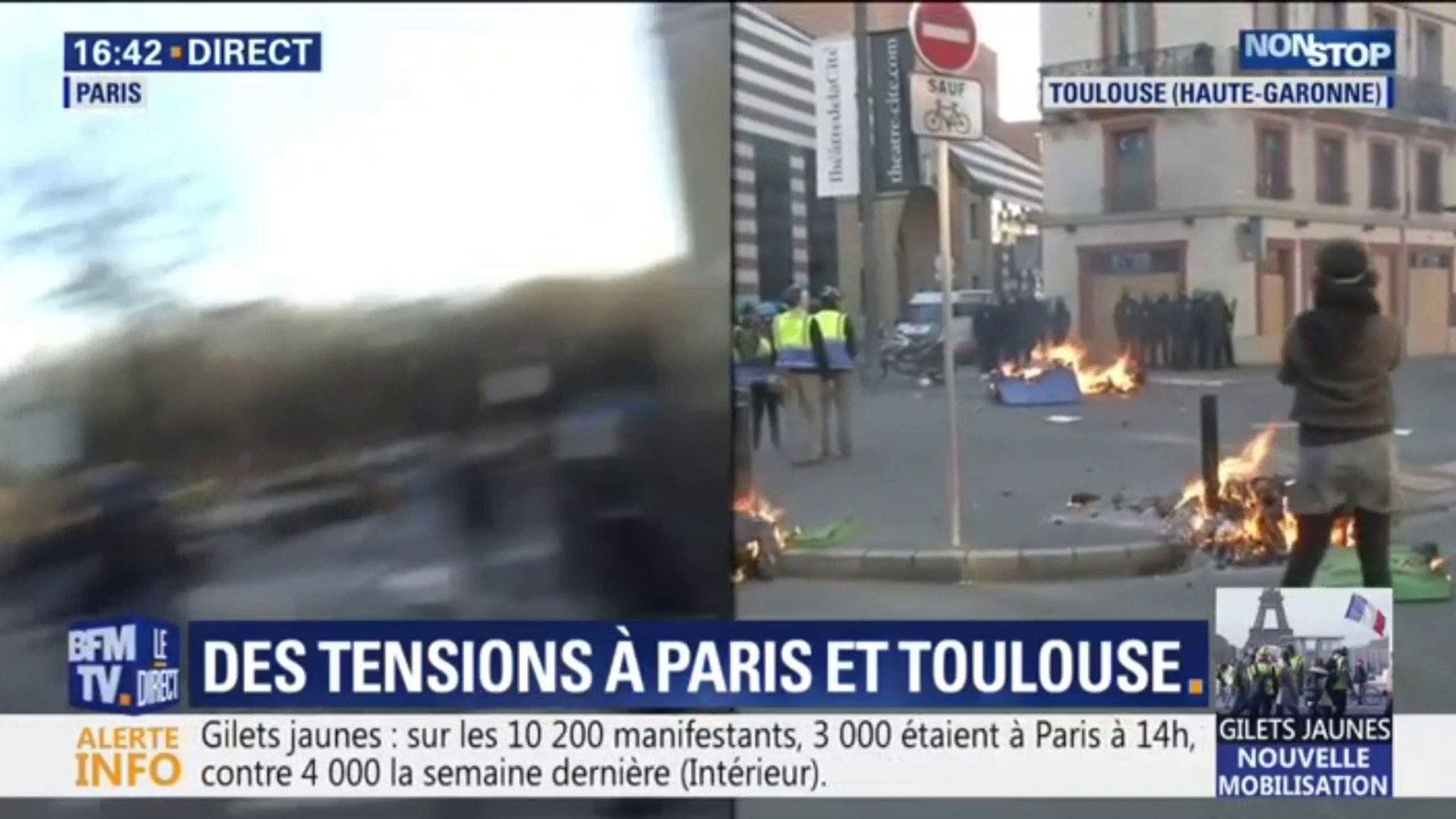 Gilets jaunes: des poubelles incendiées à Toulouse - Vidéo Dailymotion