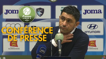 Conférence de presse Havre AC - AS Nancy Lorraine (0-2) : Oswald TANCHOT (HAC) - Alain PERRIN (ASNL) - 2018/2019