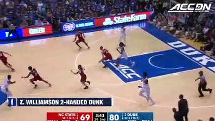 Duke's Zion Williamson Power Dunk On NC State