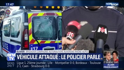 "Il a fallu qu'on parte au plus vite." Ce policier présent à bord du fourgon caillassé ce samedi à Lyon témoigne