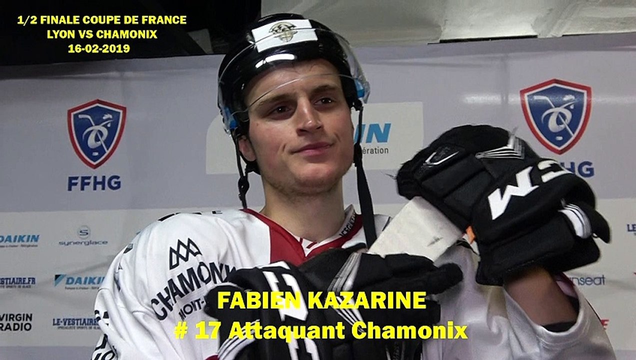 HOCKEY SUR GLACE 2019-02-16 Fabien Kazarine Interview # 17 Attaquant des  Pionniers de Chamonix, ½ finale de la Coupe de France 2019 - Lyon VS Chamonix