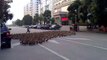 Des centaines de canards en pleine ville traversent la route