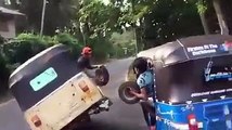 Amazing but crazy video of rickshaw drivers during driving on road....