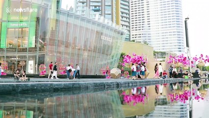 Tourists flock to see southeast Asia’s longest water fountain