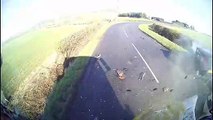 Lorry dashcam shows terrifying crash as car loses control rounding a bend