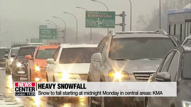 Heavy snowfall expected in South Korea on Tuesday