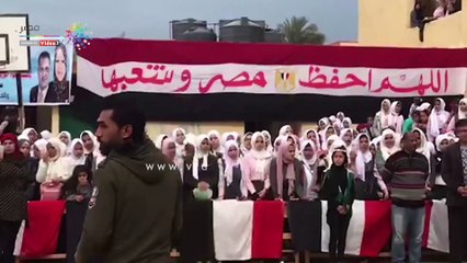 أطفال مدرسة جاويش بالعريش يرفعون الأعلام فى افتتاح حديقة باسم الشهداء