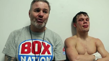 LOUIS ISAACS & HIS TRAINER GLENN McCRORY REACT TO DECISION (UD) WIN @ YORK HALL / GOING 5-0