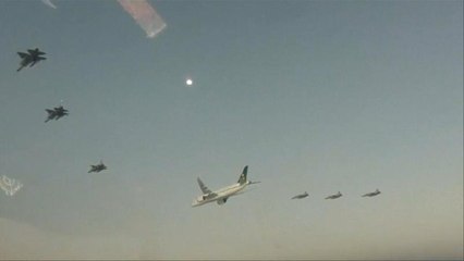 ویدئو؛ اسکورت هواپیمای ولیعهد عربستان با شش جنگنده پاکستانی