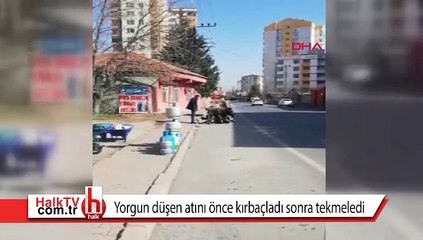 Yorgun düşen atını önce kırbaçladı sonra tekmeledi