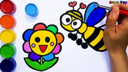 Glitter Bee & Heart coloring and drawing for kids # The picture moves :D