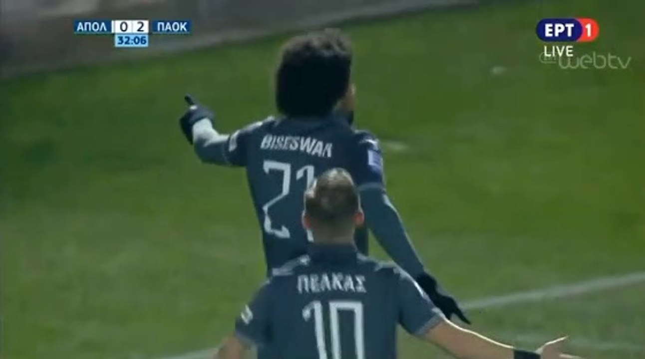 0-3 Diego Biseswar AMAZING Goal - Apollon Smyrnis 0-3 PAOK 18.02.2019 [HD]