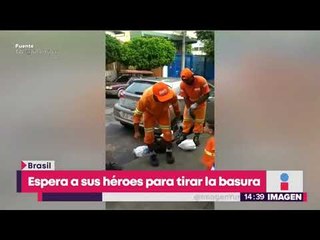 Niño espera a sus héroes con uniforme para tirar la basura | Noticias con Yuriria