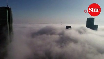 İstanbul’da etkili olan sis drone ile havadan görüntülendi