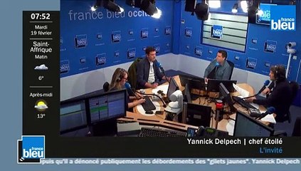 Yannick Delpech  parle  sur France Bleu Occitanie , une semaine après l'incendie de son restaurant