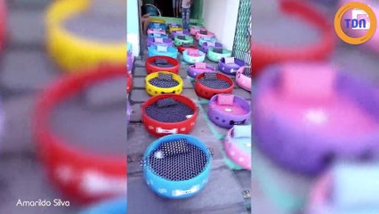 Il recycle des pneus en panier pour chiens !