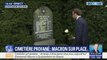 Emmanuel Macron vient d'arriver dans le cimetière juif profané de Quatzenheim