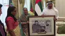 فيديو.. رئيسة وزراء بنجلاديش تهدى محمد بن زايد صور من عشرات السنين