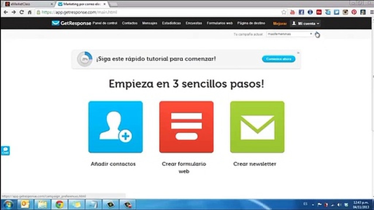 como configurar campaña en getresponse