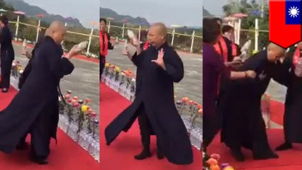 Buddhist master spins for 4 minutes straight, blows chunks