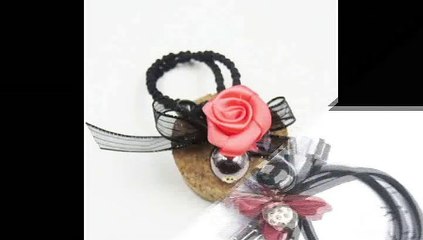 Lovely Clover Gray Ball Elastic Hair Bands Toys For Girls Handmade Bow Headband Scrunchy Kids