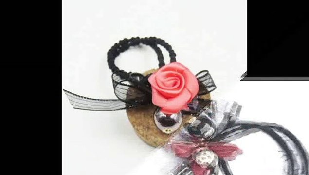 Lovely Clover Gray Ball Elastic Hair Bands Toys For Girls Handmade Bow Headband Scrunchy Kids