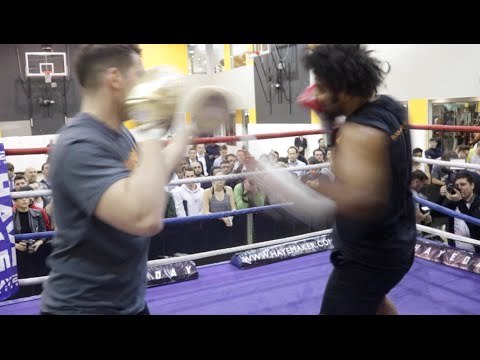 EXPLOSIVE POWER!! DAVID HAYE SMASHES THE PADS WITH TRAINER SHANE McGUIGAN / HAYE v 'THE COBRA'