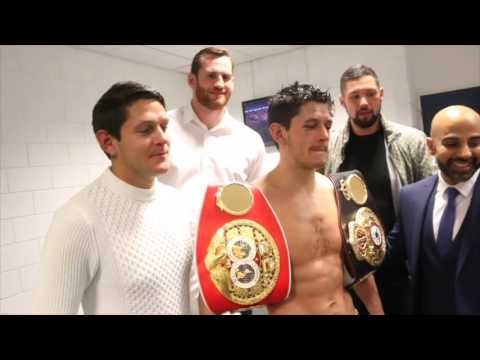 TONY BELLEW, DAVID PRICE, DAVID COLDWELL, GAVIN McDONNELL WITH JAMIE McDONNELL AFTER VARGAS WIN