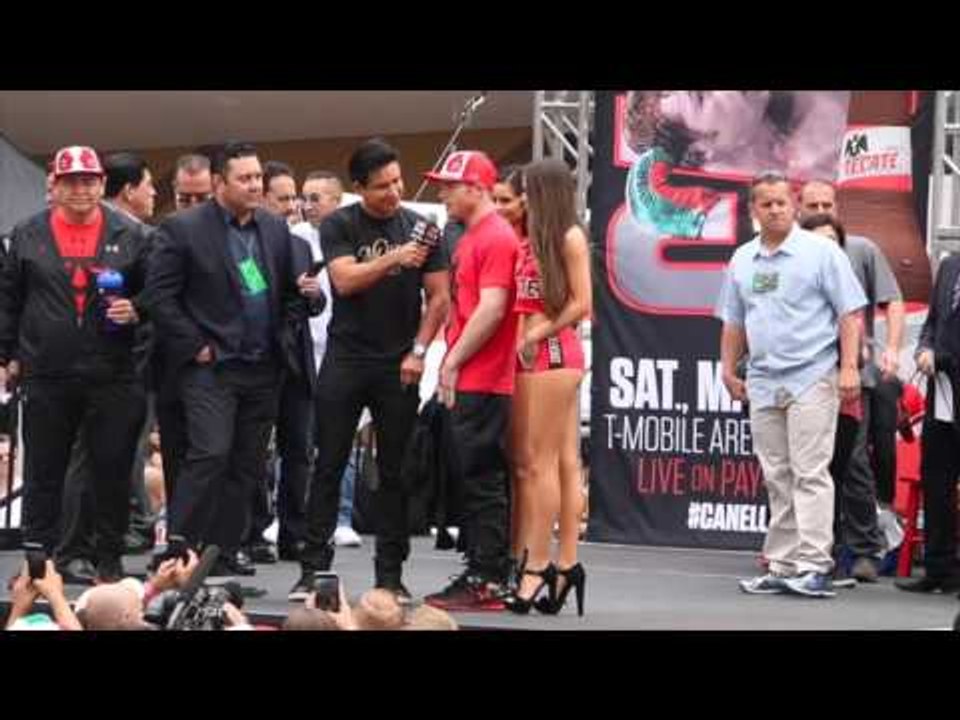 SAUL 'CANELO' ALVAREZ POST WEIGH-IN INTERVIEW ON STAGE @ T-MOBILE ARENA / CANELO v KHAN