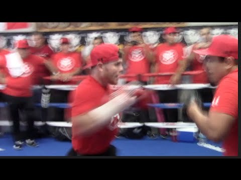 EXPLOSIVE!! - SAUL 'CANELO' ALVAREZ SMASHES THE PADS IN FRONT OF FULL GYM / SMITH v CANELO