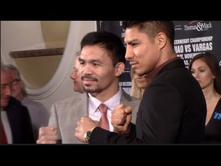 MANNY PACQUIAO READY FOR WAR!! - PACQUIAO & VARGAS COME TOGETHER FOR PHOTOS  @ PRESS CONFERENCE