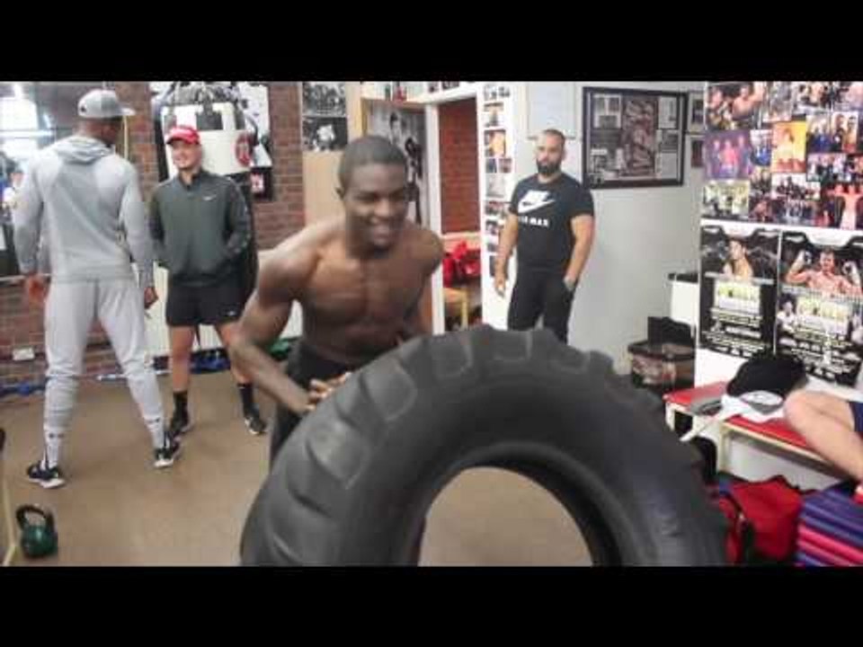 BUILDING POWER!! - OHARA DAVIES SMASHES TRACTOR TYRE WITH HEAVY HAMMER WHILE CONOR BENN LAUGHS ON
