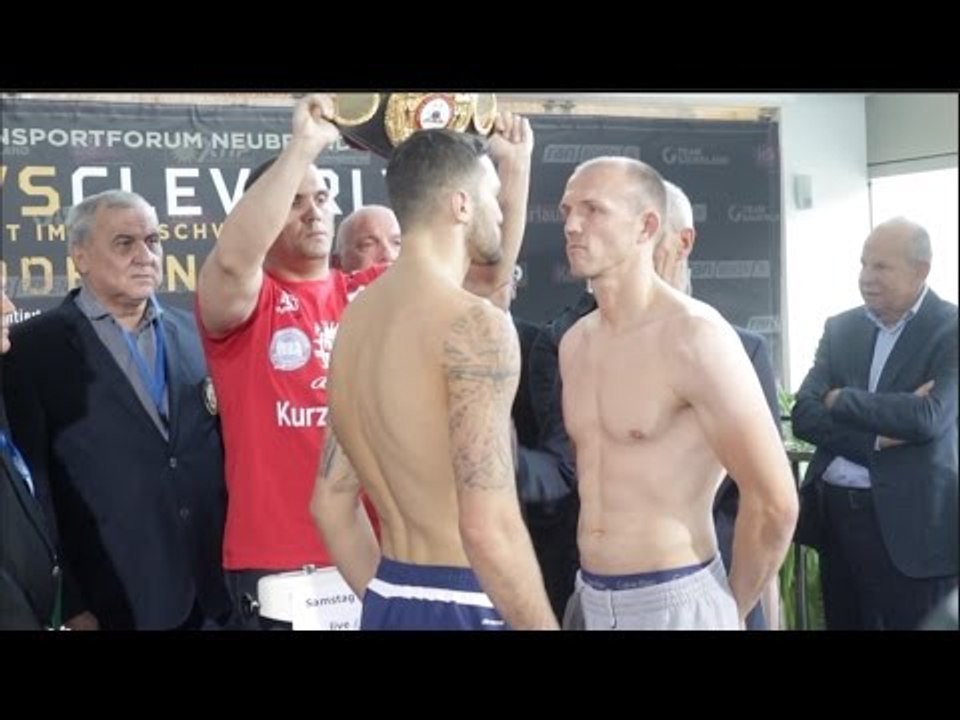 NATHAN CLEVERLY v JUERGEN BRAEHMER  - OFFICIAL WEIGH IN & HEAD TO HEAD / BRAEHMER v CLEVERLY