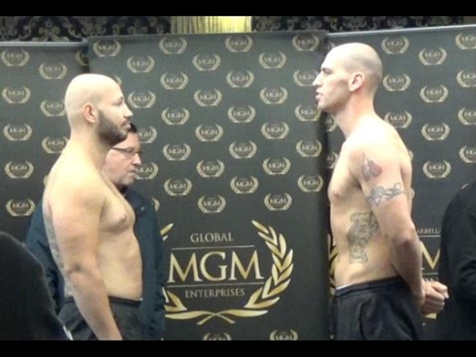 STEPHEN SIMMONS v LARS BUCHHOLZ - OFFICIAL WEIGH VIDEO & HEAD TO HEAD (FROM GLASGOW) / MGM SCOTLAND
