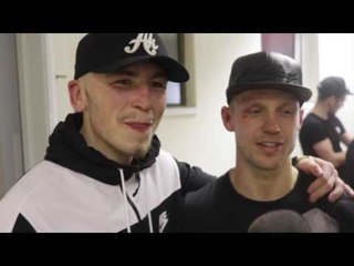 ALEX HUGHES & HARRY MATTHEWS EMBRACE IN DRESSING ROOM AFTER FIGHT IN CARDIFF