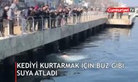 O izlemeyi seçmedi! Buz gibi suya atlayıp can kurtardı