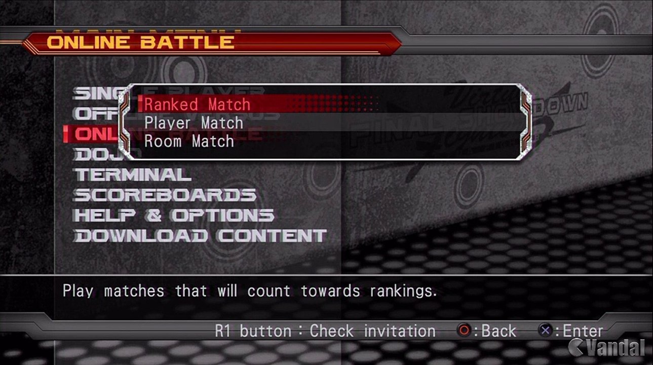 Virtua Fighter 5 Final Showdown - Menús