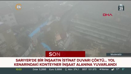 Sarıyer'de inşaatın istinat duvarı çöktü