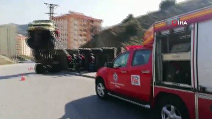 Park edilmek istenen tomruk yüklü tır şaha kalktı