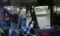Bus de transporte urbano fue asaltado por dos sujetos siendo captados por cámaras de seguridad