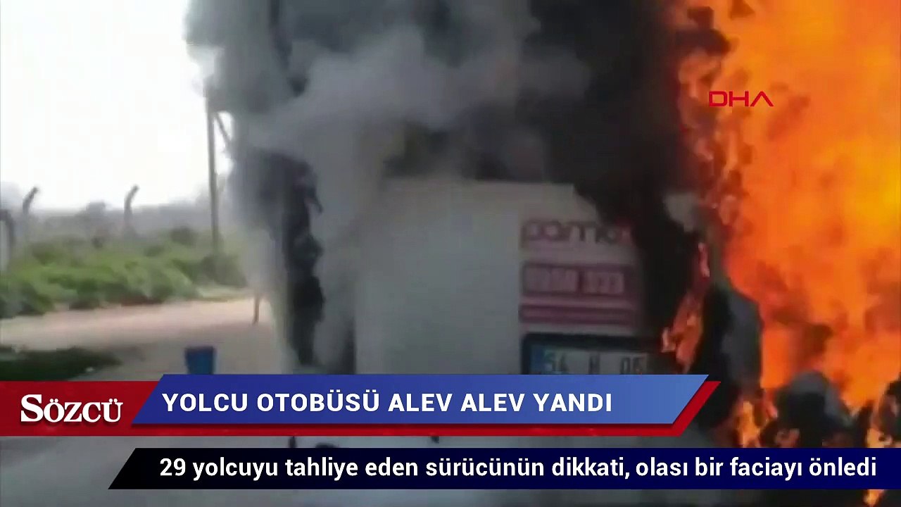 Yolcu otobüsü alev aldı, sürücü faciayı önledi