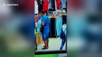 Brazen pickpocket caught on CCTV stealing from old man in Philippines