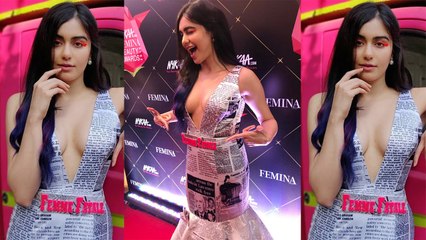 Adah Sharma stuns in Newspaper printed dress at Nykaa Femina Beauty Awards 2019 | FilmiBeat