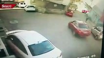 İstanbul Üsküdar'da korkunç kaza! Otomobille duvar arasına sıkıştı