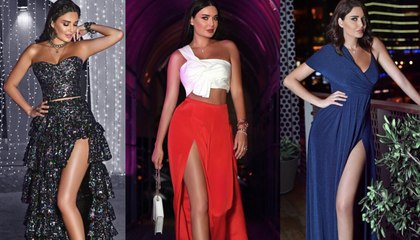 أجمل الفساتين التي اعتمدتها سيرين عبد النور بشقّ عاليّ عن الجنب