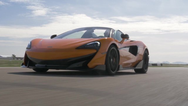 McLaren 600LT Spider in Myan Orange on the track