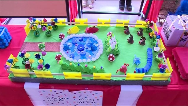 ‘Yeşil Bayrak’ ödülü için geri dönüşüm ürünlerinden sergi açtılar