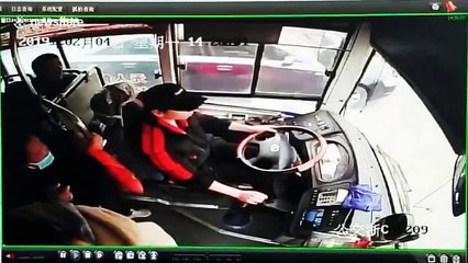 Bus full of passengers nearly falls into river after man attacks the driver