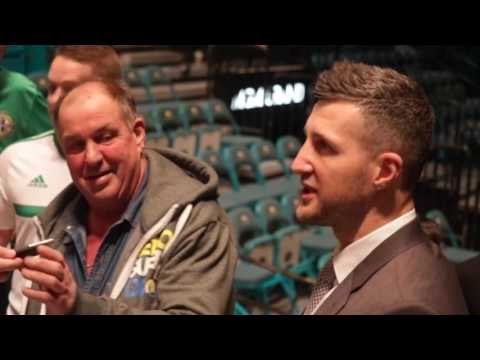 IRISH FANS LOVE THE COBRA - CARL FROCH MOBBED BY FANS AT FRAMPTON v SANTA CRUZ WEIGH IN